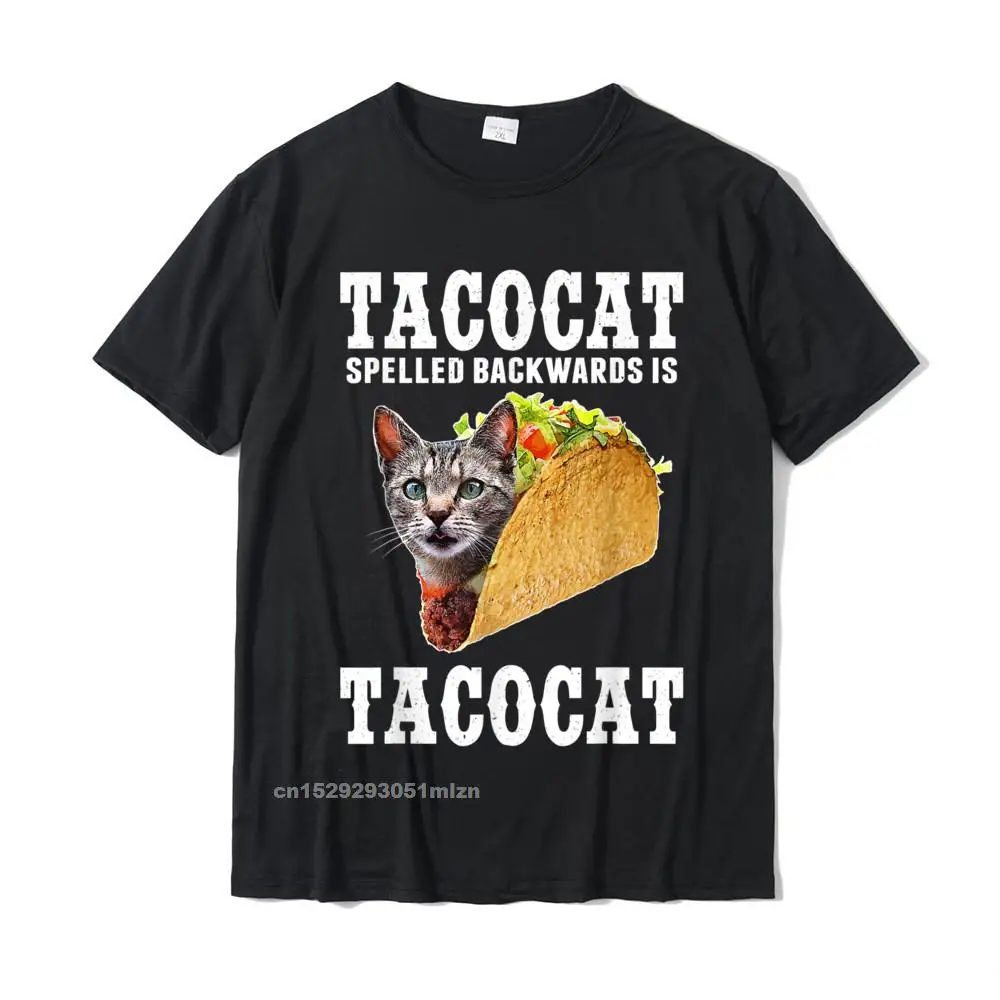 Tacocat Spelled Backwards Is Tacocat Funny Cat Gift T-Shirt Tshirts Tops T Shirt Plain Cotton Casual Design Men's