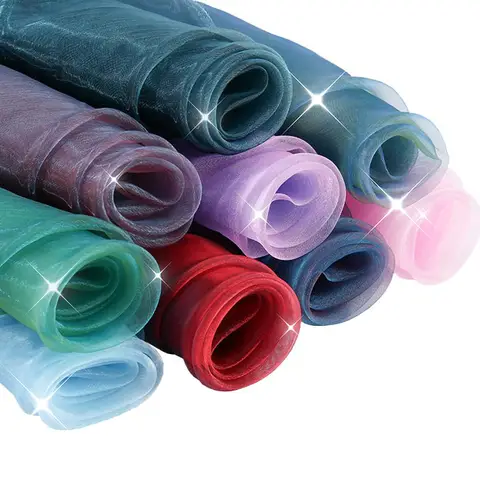 Two-toned Reflective Organza Fabric Designer Encrypted Mesh Tulle Wedding Decor Voile Transparent Cloth Feels a Bit Stiff TJ0698