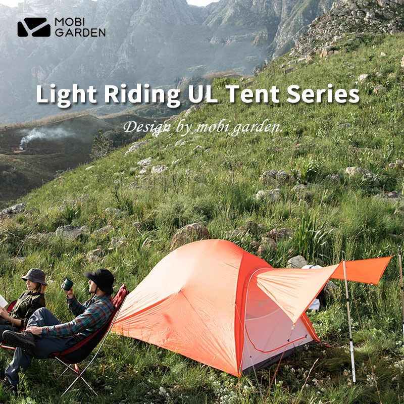 MOBI GARDEN Light Knight UL Series 1-2 Person Camping Tent Ultralight 20D Silicon Hiking Party Outdoor Tent Waterproof 4000mm