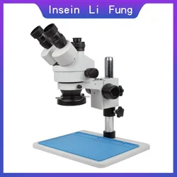 Industrial Stereo Binocular Microscope 3.5X-90X Trinocular  Simul-focal Magnifier for Jewelry Inspection PCB Welding Repair