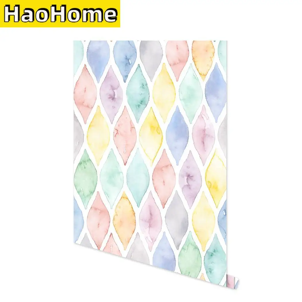 

Multi Color Geometric Self-adhesive Wallpaper Colorful Arc Removable Peel and Stick Wallpaper for Nursery Kids Room Decor