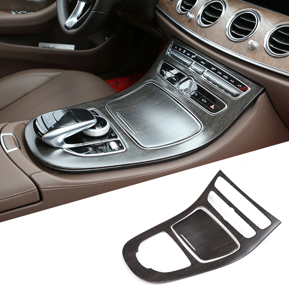 

2pcs Oak Wood Grain ABS Plastic Console Gear Panel Frame Cover Trim for Mercedes Benz E Class W213 2016-2018 Models Accessories