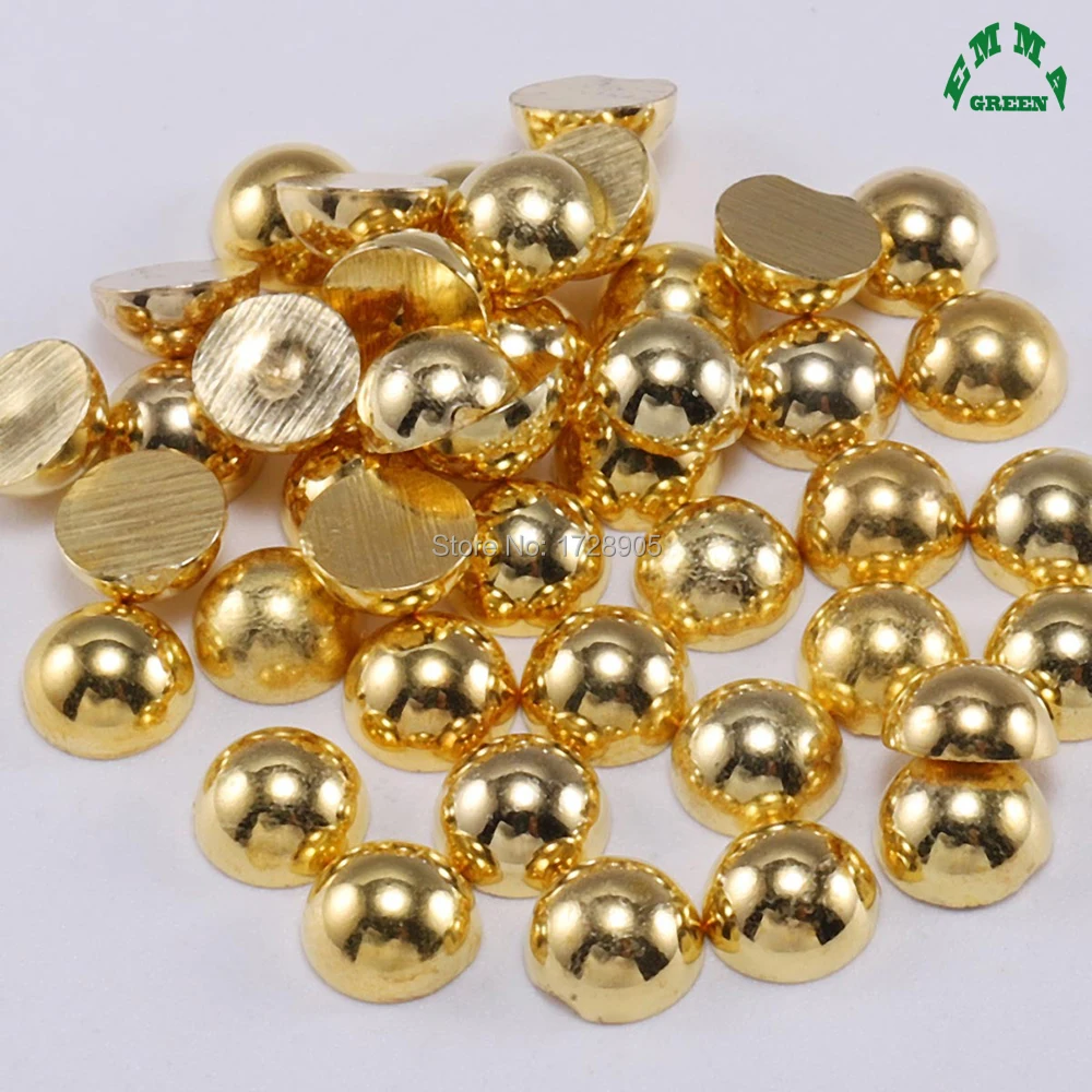 

Nail Art Decorations Gold silver Pearls 2mm to 14mm half Pearls Glitter Flatback Pearls for DIY Nail Art Accessory Decor