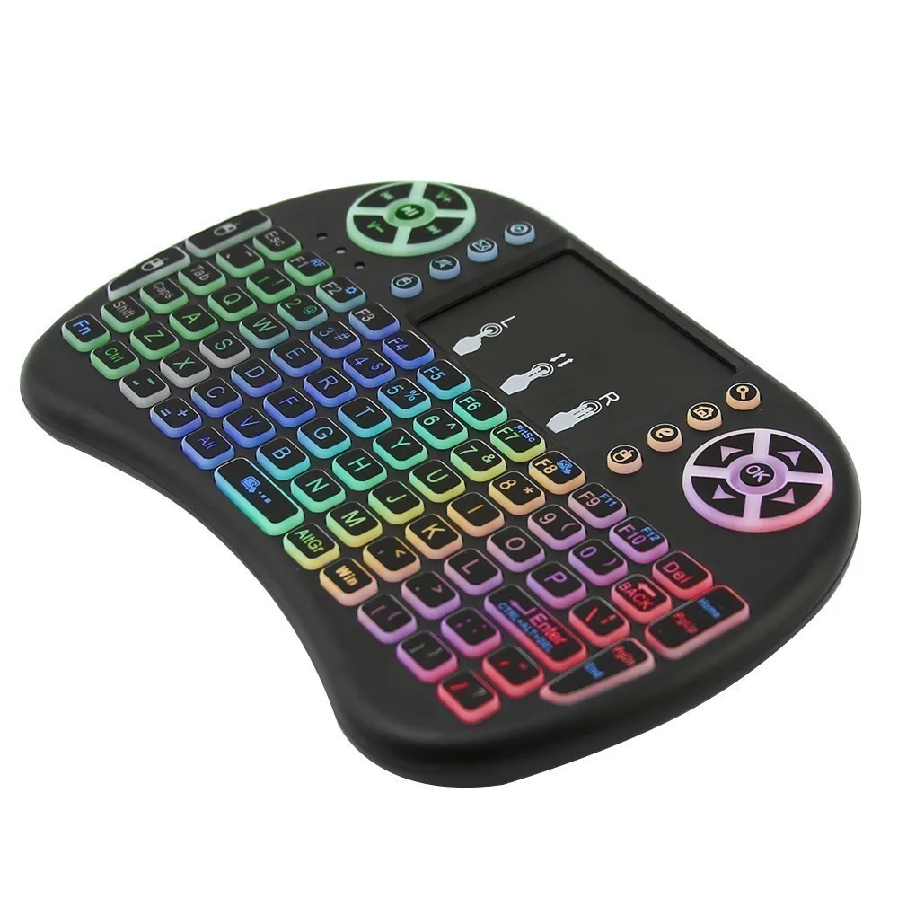 CHYI 7 color backlit i8 Mini Wireless Keyboard For PC Portable 2.4ghz Usb Keypad with Touchpad Remote Control Android TV Box