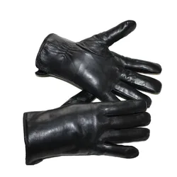 Winterwarme Schaffell-Lederhandschuhe für Herren, schwarz, dickes Schaffellfell, mit Fell gefüttert, winddichte und kältebeständige Outdoor-Handschuhe