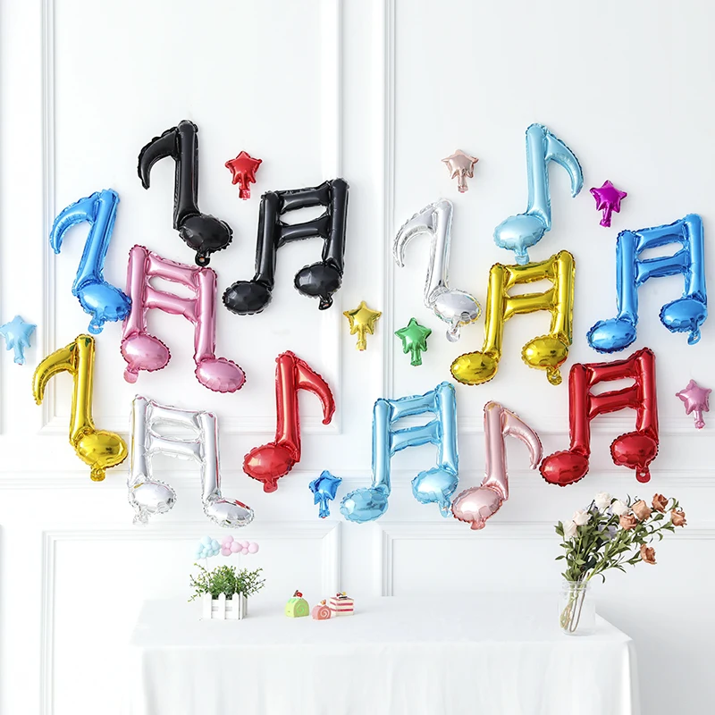 4pcs 45cm Colorful Music Single Double Tone Balloons Party Holiday Birthday Notes Aluminum Foil Balloon Activity Party Supplies