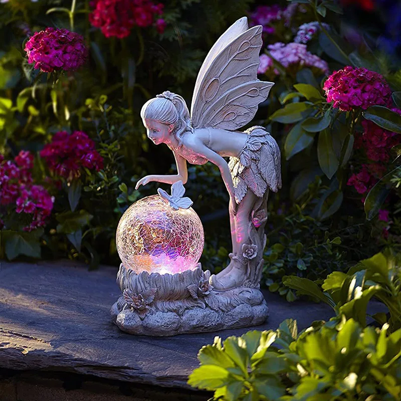 Solar Color Changing Elf LED Light Garden Decorative Angel Lamp for Outdoor Lawn Yard Decoration In Stock