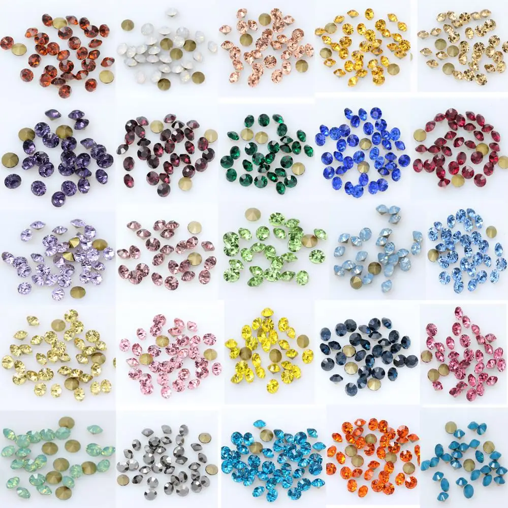 144p SS9-SS16mm Rivoli Czech crystal All 36Colors beads pointed back Round bead Rhinestone Glitter For Jewelry Nail Making DIY