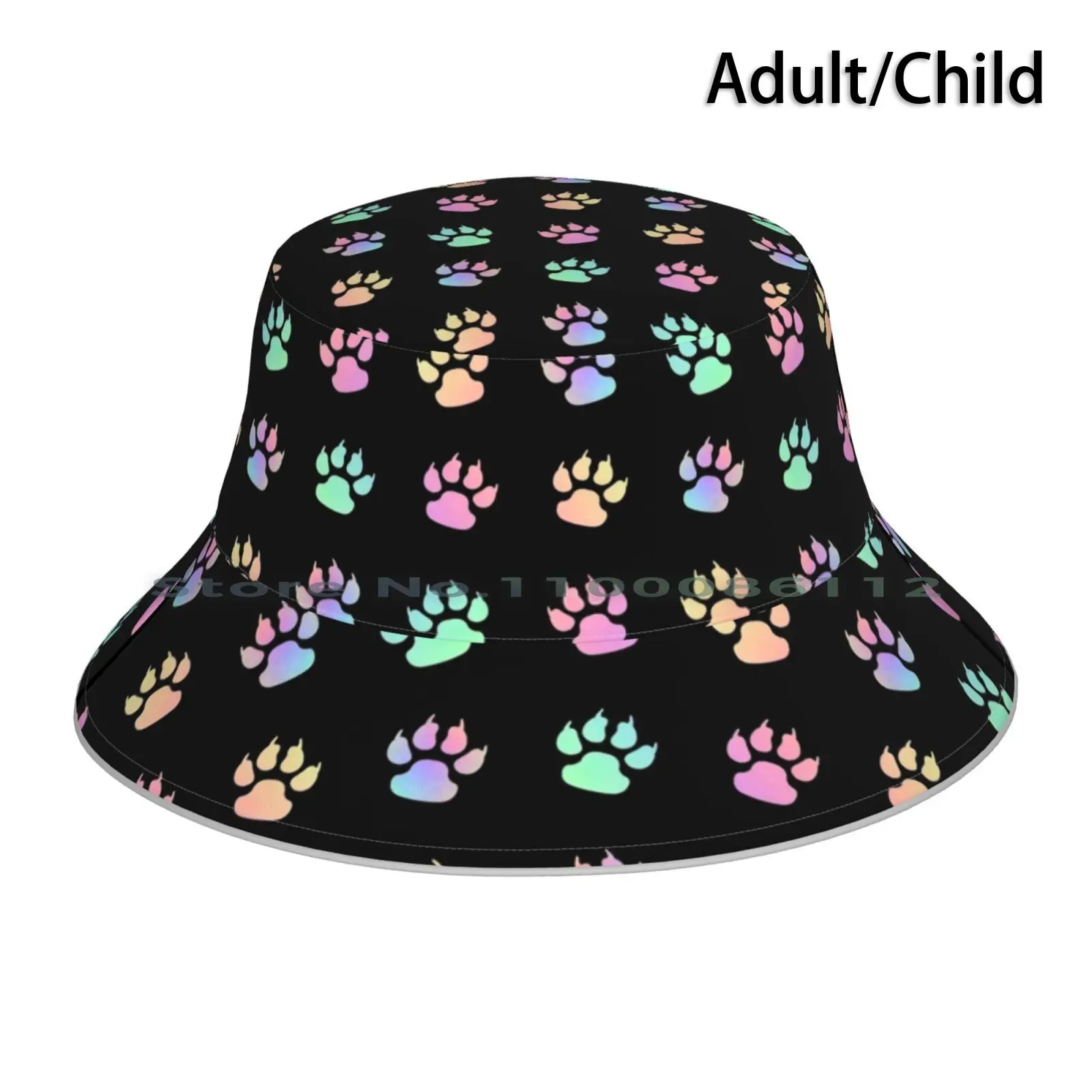 Cat Paw With Claws Rainbow Bucket Hat Sun Cap Feline Rainbow Cat Paw Cat Claw Patterns Animal Stencil Karwilbe Cats Kitty