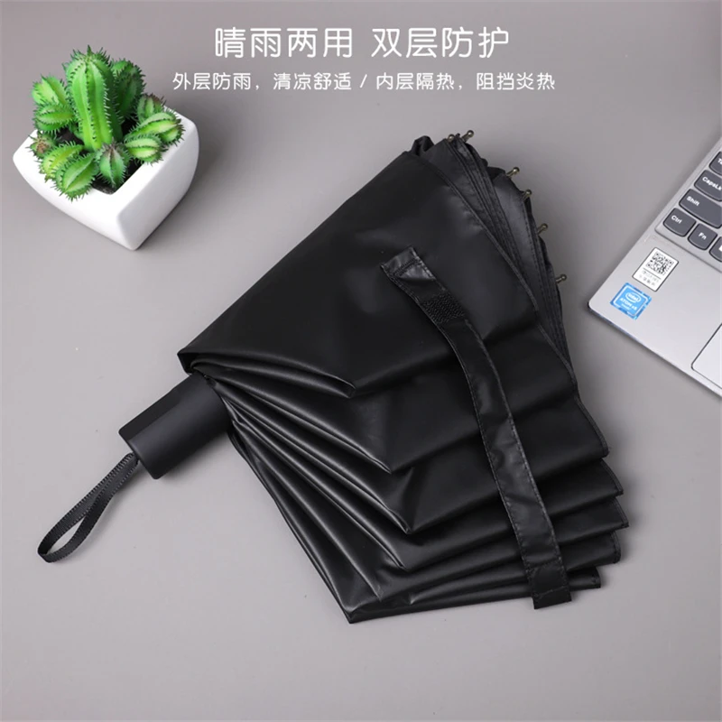 Disney Black Mickey Portable Folding Umbrellas Rain For Men Women Black Coating Parasol Walking travel gifts