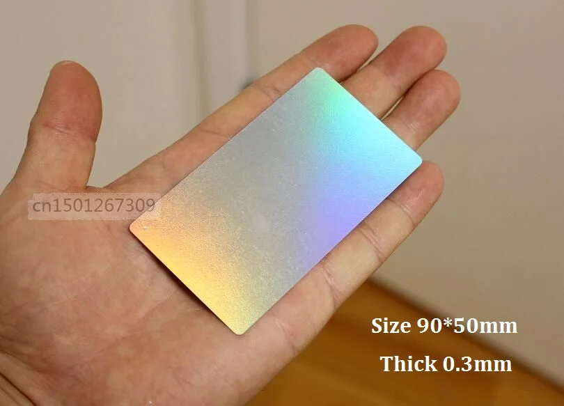 10Pcs Thickness 0.3mm Blank Holographic Silver Rainbow Color PVC Business ID Card Waterproof