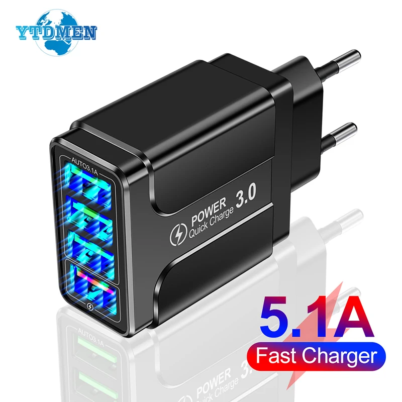 Phone Charger Quick Charge USB Power Adapter EU US UK Plugs For Iphone 12 Xiaomi Mi Mix 4 Charging Station Mobile Phone Chargers