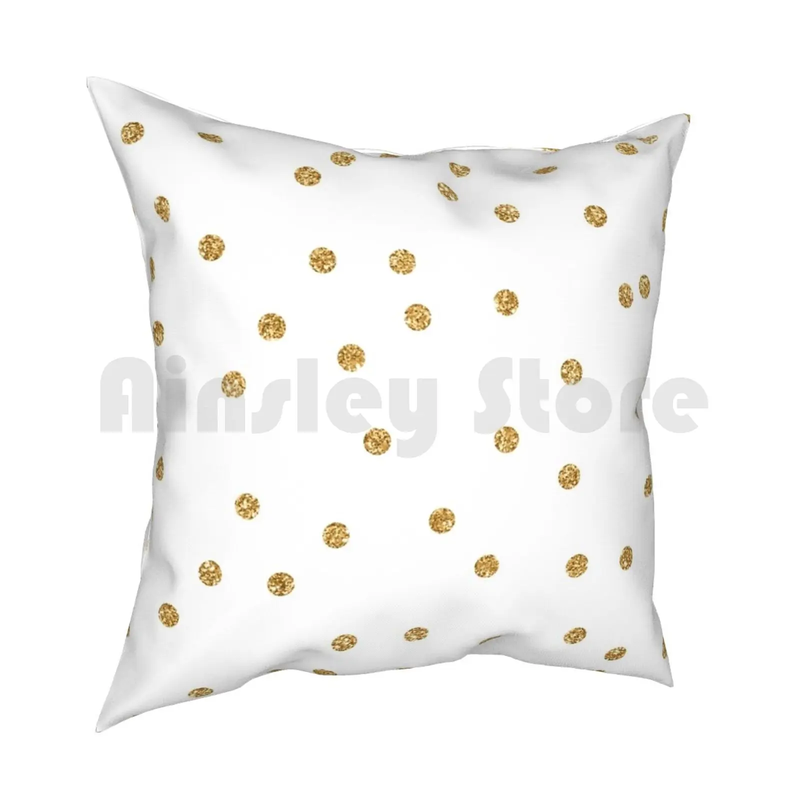 Shimmer Me Lovely 7 Pillow Case Printed Home Soft DIY Pillow cover Polka Dot Confetti Pattern Gold Pattern White And Gold