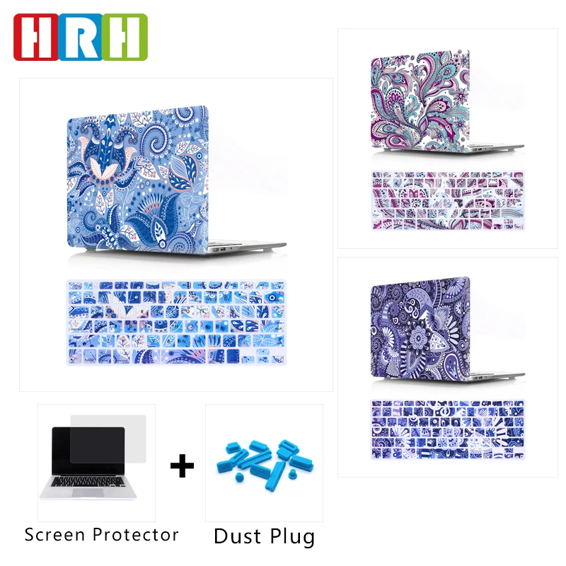 

HRH Flower Silicone Keyboard Protector Laptop Body Shell PC Hard Case for Mac Air Pro Retina 13 12 15 11 Touch A2159 A2289 A2251