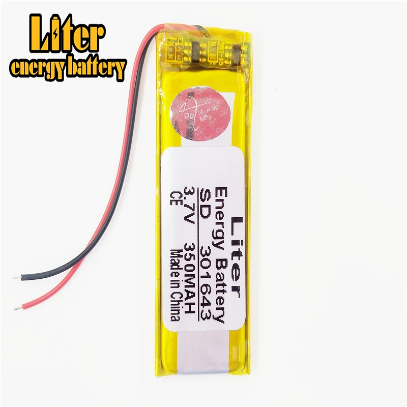 3.7V 350mAh 301643 Lithium Polymer Li-Po Rechargeable Battery power For Mp3 MP4 MP5 GPS PSP mobile bluetooth