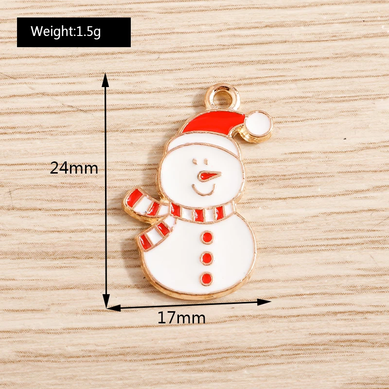 10 Stück niedliche Emaille-Weihnachtsanhänger mit Weihnachtsmann, Baum und Schneemann zum Basteln von Halsketten, Ohrringen, Armbändern, DIY-Bastelarbeiten und als Geschenk – Detail 29