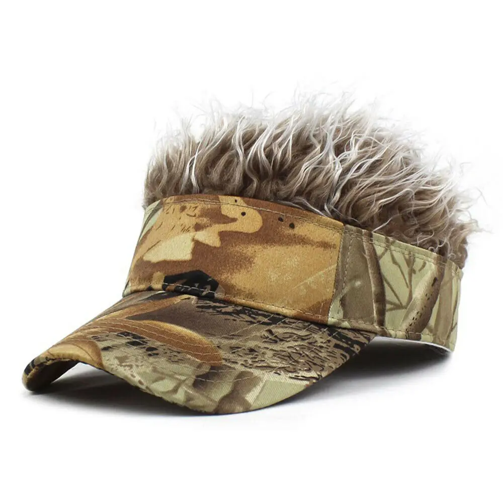 Men Women Fake Flair Hair Baseball Cap Funny Party Toupee Hat Golf Caps Camo Sun Visor Outdoor Wig Hats 2023 New