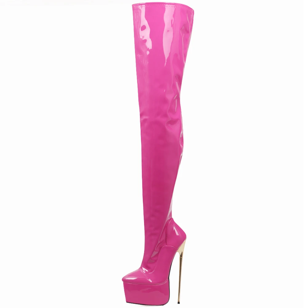 jialuowei Thigh High Platform Boots Women 22cm Extreme High Heel Gold Metal Heel Sexy Fetish Stiletto Over The Knee Party Boots