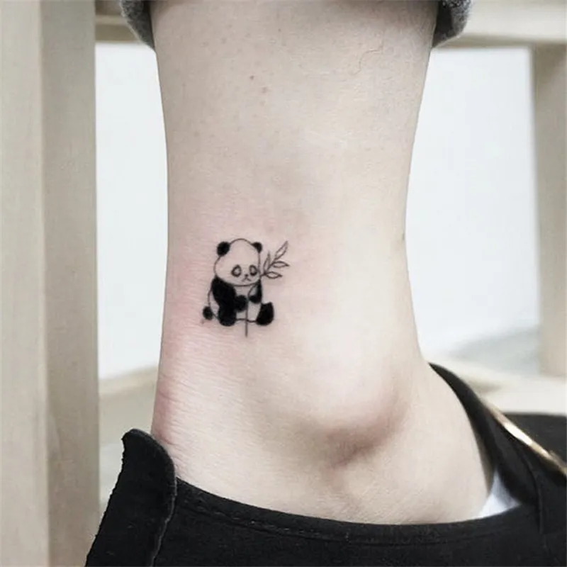 10PCS Panda Waterproof Temporary Tattoos Dark Cute Little Panda Tattoos Wrist Ankle Finger Body Art Fake Tattoo Sticker For Men