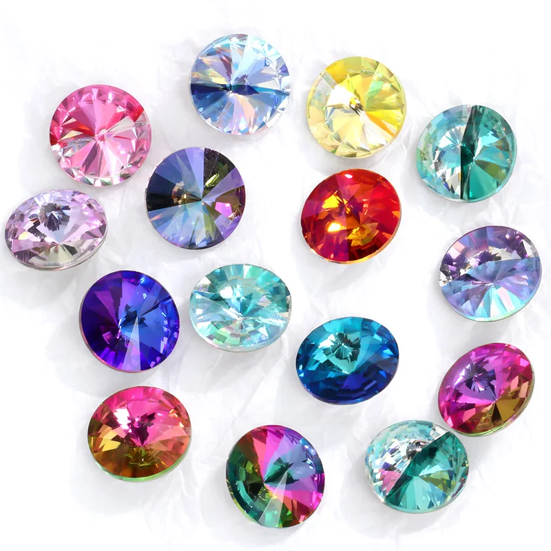 Blue Rose Mixed Round Crystal K9 Glass Rhinestones Applique Fancy Stones for Craft Glue Christmas Clothing Garment Decoration