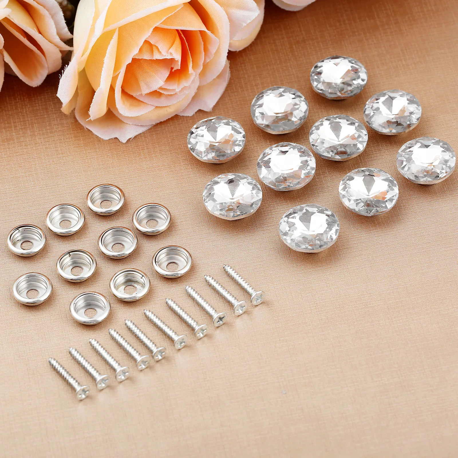 10pcs 20mm Studs Shiny Pattern Diamond Nail Crystal Real Buttons Upholstery Tacks Decoration Craft Headboard Wall Sofa Furniture