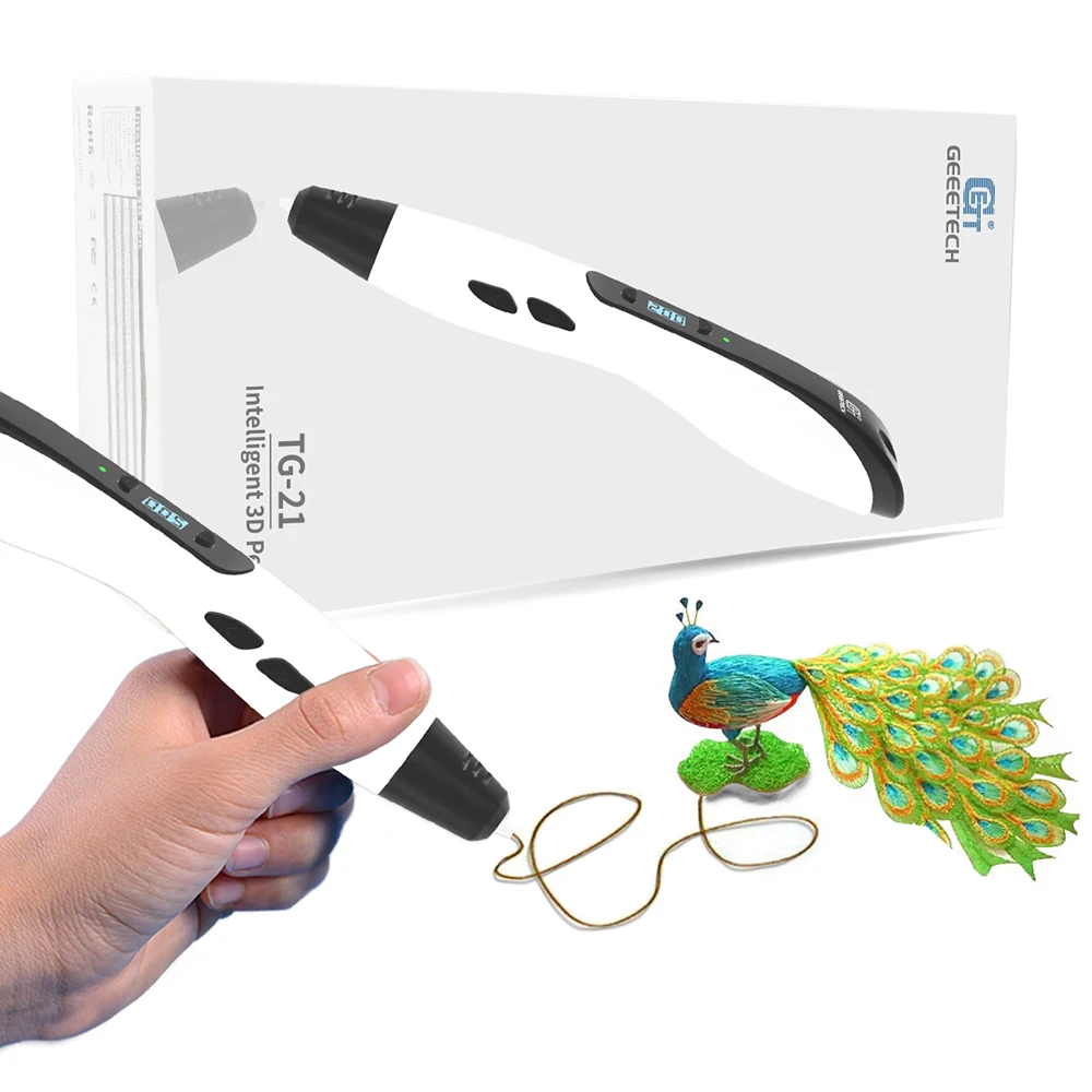 Caneta 3D GEEETECH TG21 1.75mm filamento PLA 20 cores * 10m, Lápis Desenho infantil para crianças Brinquedos Criativos, Fácil Operação de Segurança