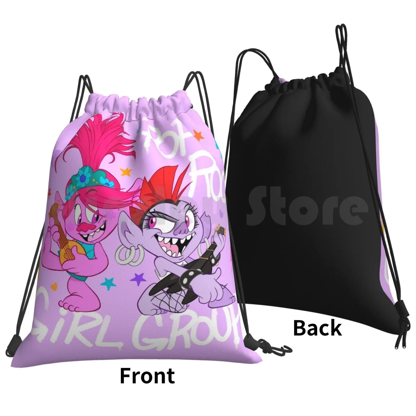 Pop-Rock Girl Group Backpack Drawstring Bag Riding Climbing Gym Bag Poppy Trolls Poppy Barb Trolls Queen Barb Trolls