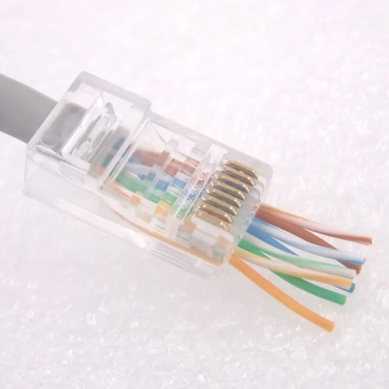 

500 шт., новинка, Лидер продаж, RJ45 соединительные патроны 8P8C CAT6, шесть типов неэкранированных сквозных отверстий, позолоченная Хрустальная головка, специальная оптовая продажа