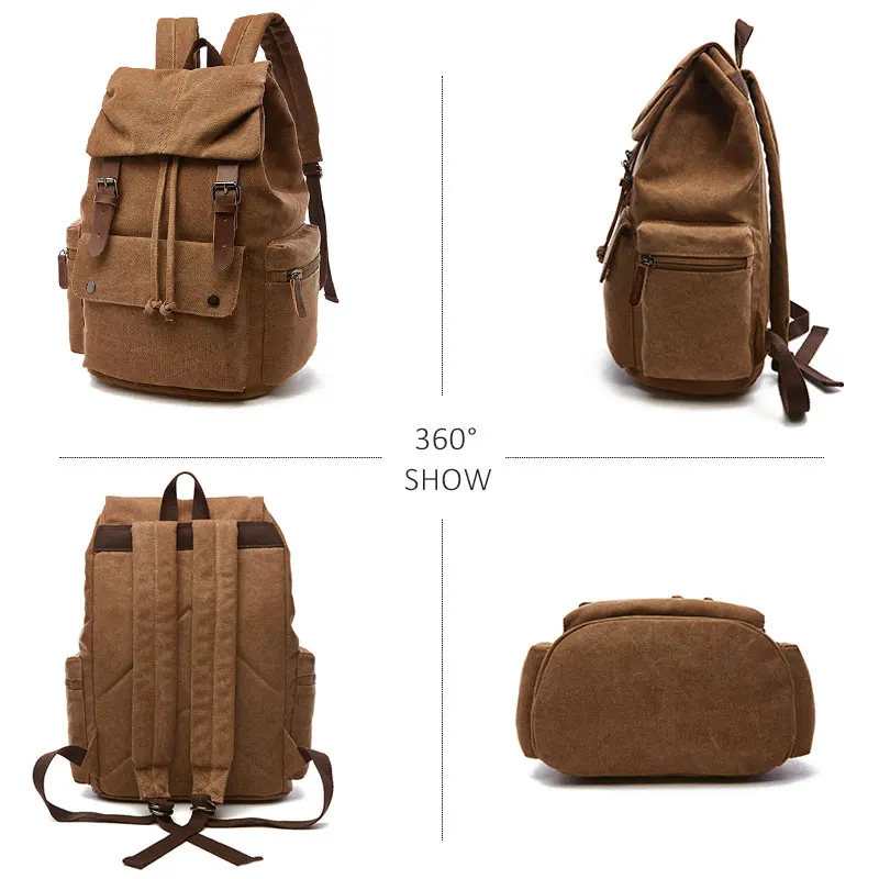 Outdoor Canvas Laptop Backpack Men Women School Fashion Anti-Theft Bag Travel Waterproof Large Capacity Camping Hiking Backpacks