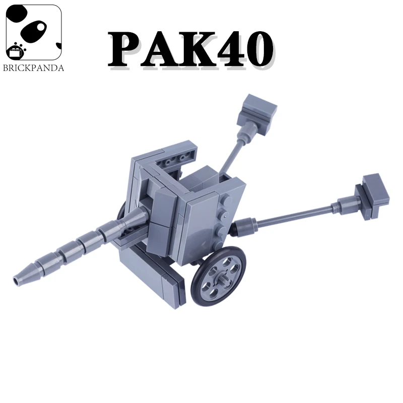 Moc militar ww2 pak40 artilharia blocos de construção soldado figuras acessórios armas canhão do exército peças modelo tijolos brinquedos criança