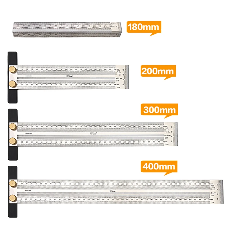 High-Precision Scale Ruler T-Type Hole Ruler Stainless Woodworking Scribing Mark Line Gauge Carpenter Crossed-Out Measuring Tool