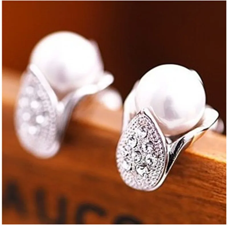 Корейские-модные-новые-стильные-серьги-Стразы-с-жемчугом-лилии-женские-ювелирные-изделия