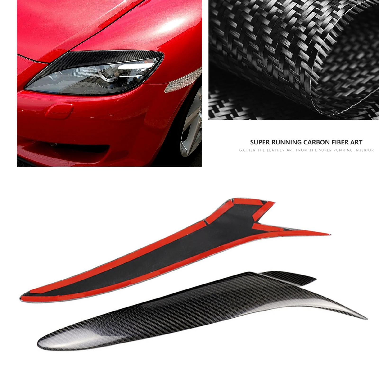 

Headlight Eyebrow Trim For Mazda RX8 RX-8 Coupe 2004-2008 Front Head Light Cover Lamp Brow Carbon Fiber Headlamp Eyelid Sticker