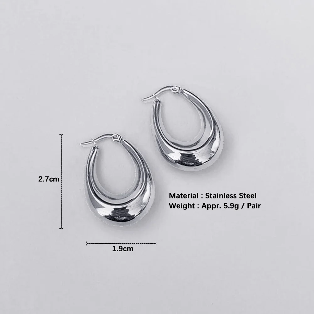 FIREBROS New Fashion Korean Simple Women Titanium Stainless Steel Hollow Geometric Hoop Earring High Polished Gold Silver Color