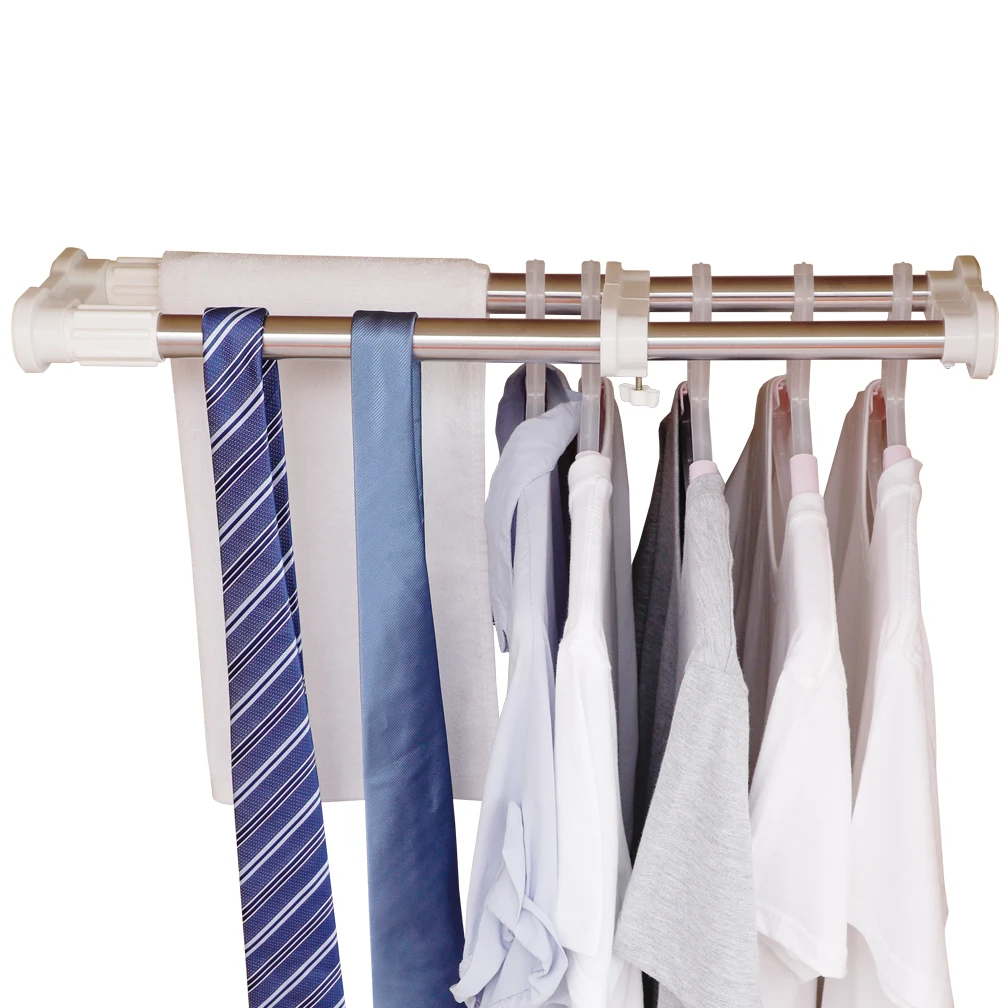 

BAOYOUNI 2pcs/Set Adjustable Closet Shelving Extension Storage Shelf Organizer Divider Hanging Pole For Kitchen Bedroom Bathroom