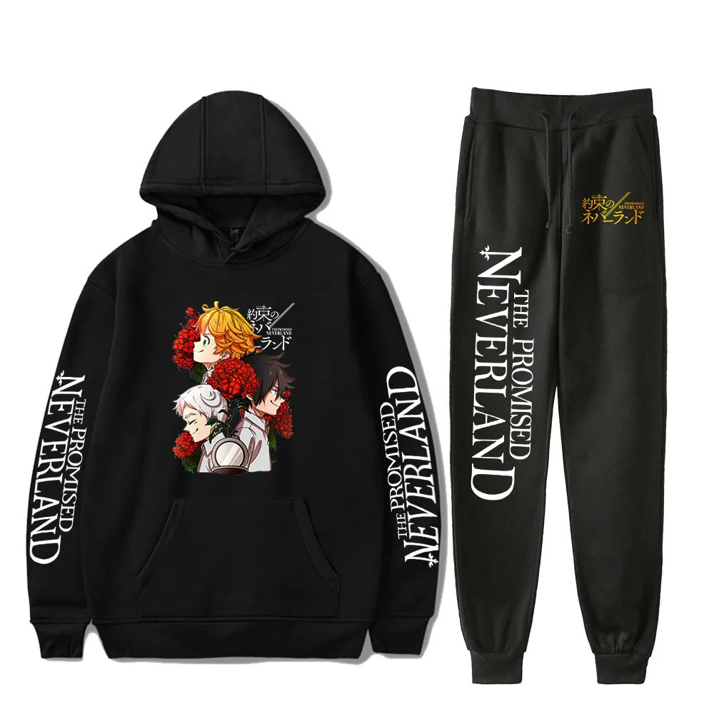 

The Promised Neverland Hoodies and Sweatpants Mens Womens Anime Cosplay Hooded Sweatshirts Tracksuits Suit 2021 New Spring Top