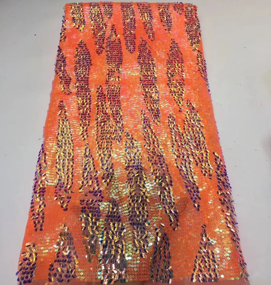 

Nigerian Lace Fabric 2019 High Quality Embroidered Fabric With sequins African Tulle Lace Fabric TS