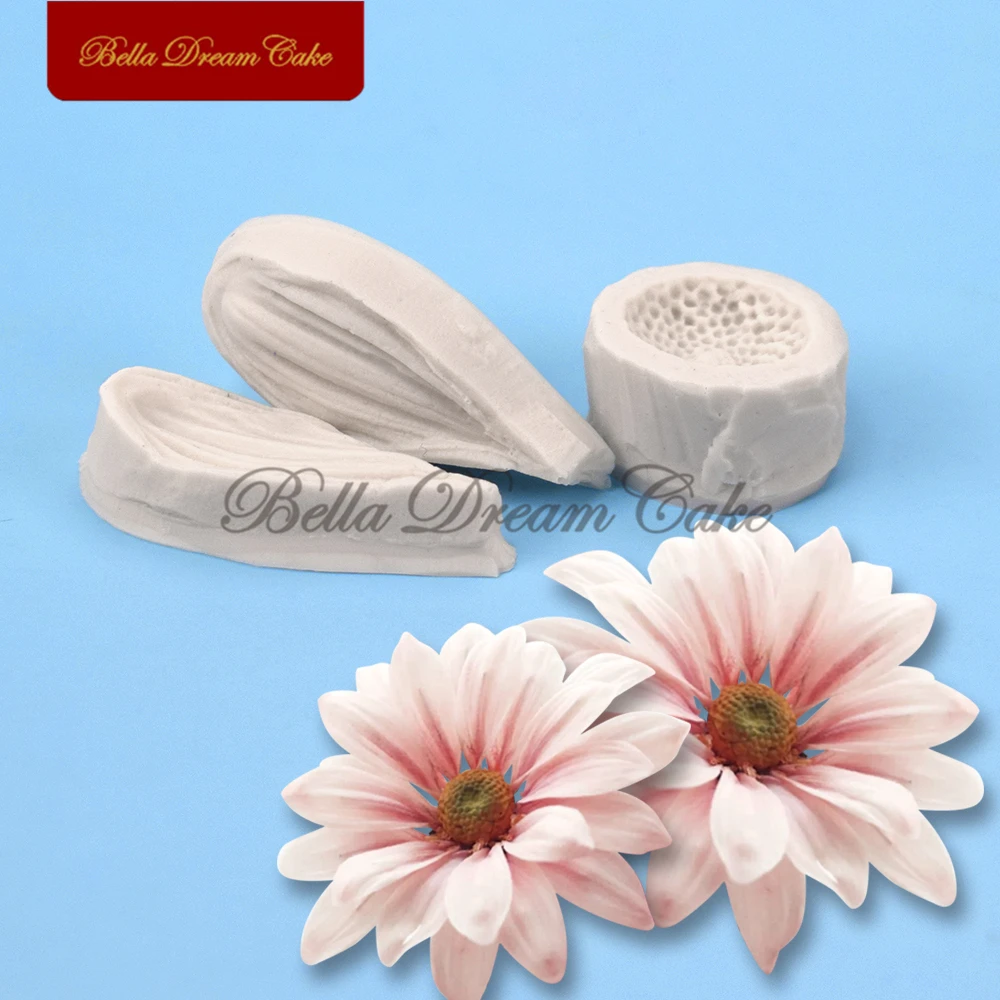 3pcs Mini Daisy Flower Veiner Silicone Mold For DIY Handmade Fondant Petal Clay Gumpaste Mould Cake Decorating Tools Bakeware