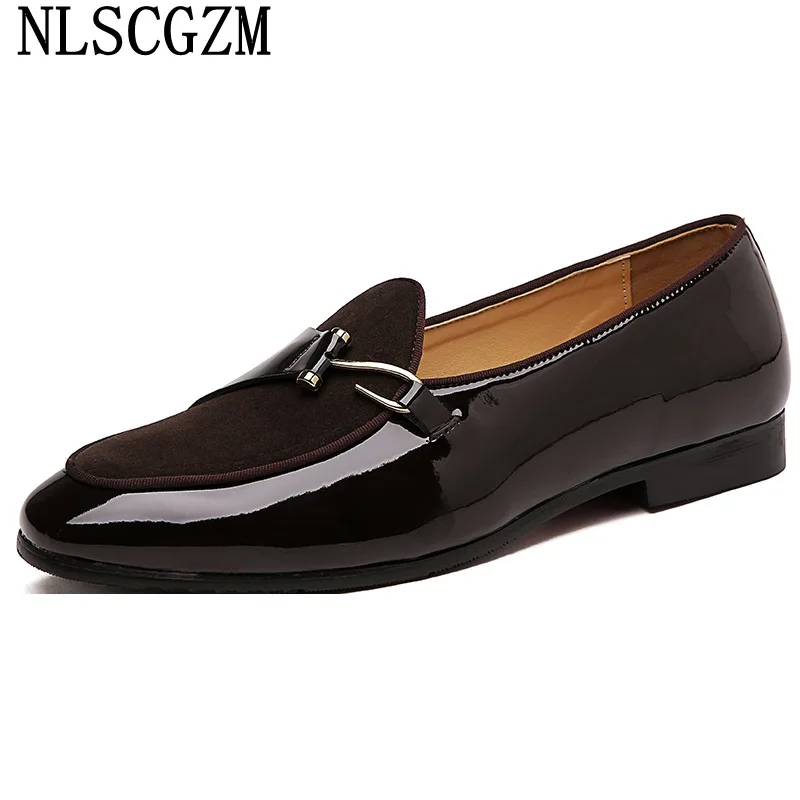 Patent Leather Loafers Men Dress Shoes Leather Italian Oxford Shoes for Men Wedding Dress Formal Slip on Shoes Men Office 2024