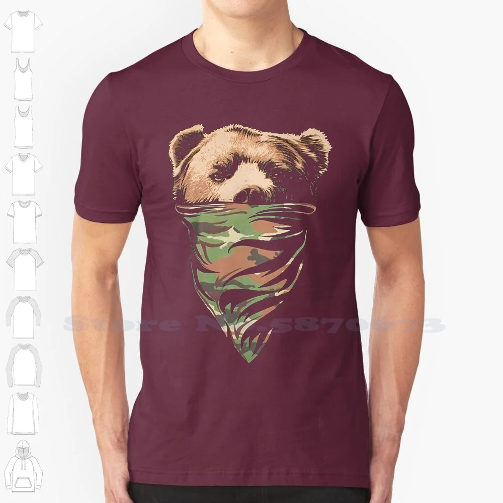 Print Tee Shirt For Male California Republic Mens Cali T Shirt ( 2xl , Black Obc Camo Bandana Bear )