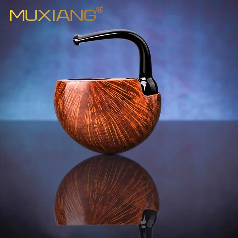 MUXIANG Handmade Briar Wood Pipe Smoke With Bent Acrylic Stem Mini Pocket Tobacco Smoking Pipe Convenient Pocket Pipe Free Style