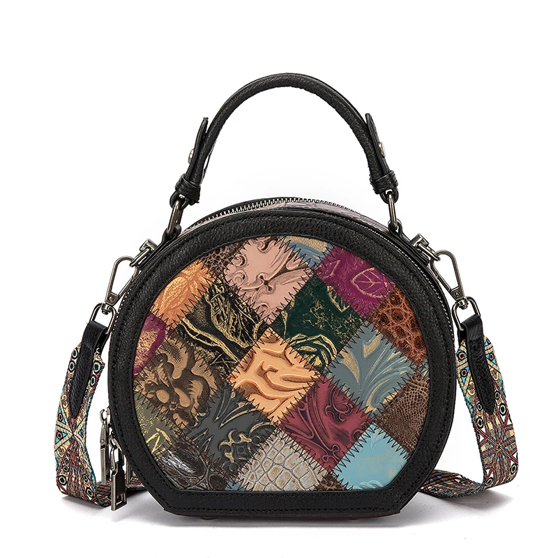 Hot Sale Original Leather Women Patchwork Geometric Handbag Fashion Multi-Color Random stitching Shoulder Messenger Tote Bag 321