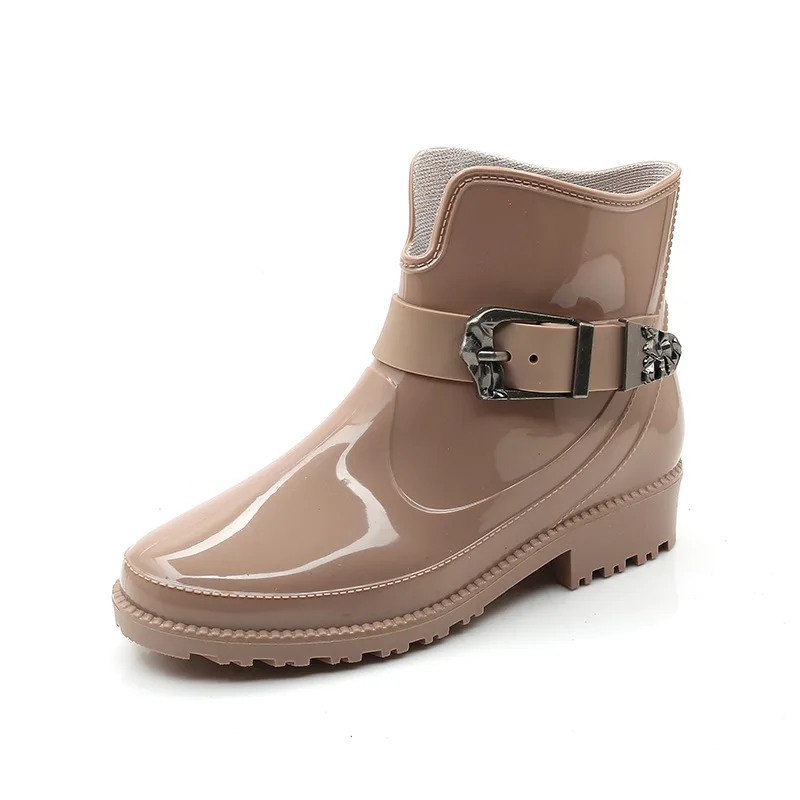 Waterproof  Boots Women Platform Rain Shoes 2021 Fashion Outdoor Buckle Ankle Rain Boots Ladies Non-slip Water Shoes New