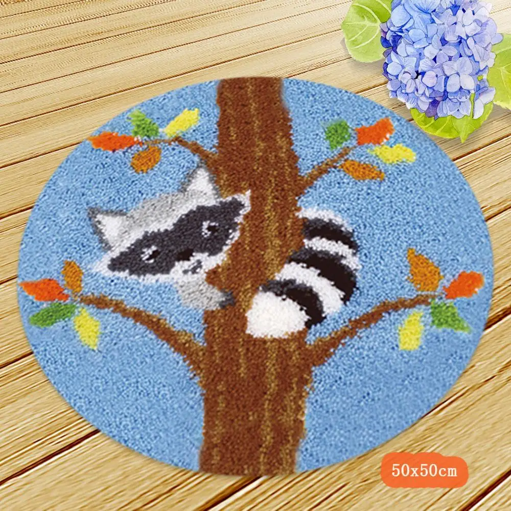 Mat Latch Hook Smyrna Knooppakket Button Cushion Kit Embroidery Carpet Cushion Animals Needlework Almofadas Do It Yourself DIY