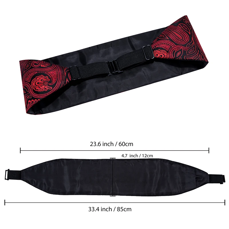 Hi-tie-Conjunto de pajarita de diseñador de lujo para hombre, corsé de esmoquin Formal, cinturón elástico, faja de boda, color rojo Paisley, YF-2006