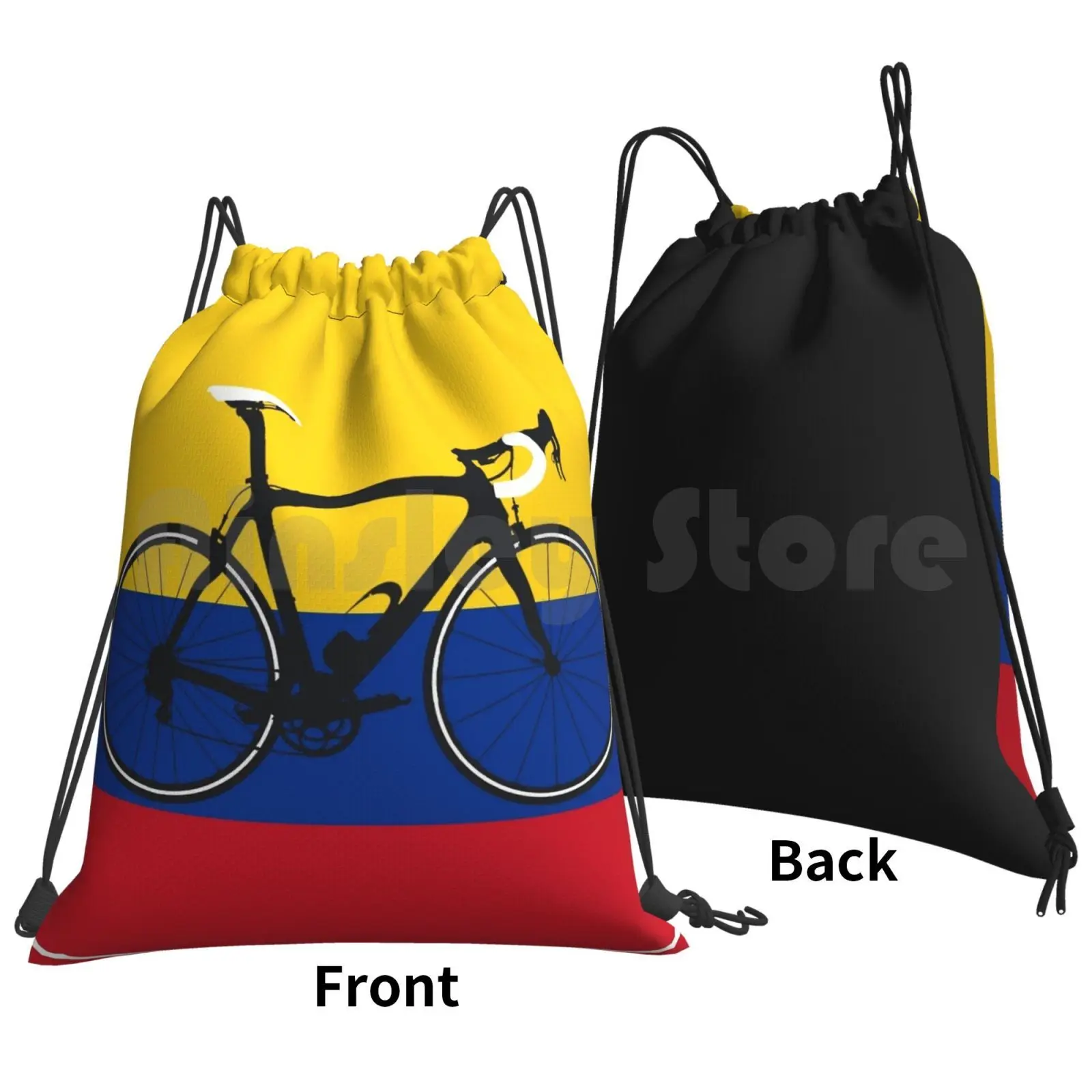 Bike Flag Colombia ( Big-Highlight ) Backpack Drawstring Bags Gym Bag Waterproof Popular 100 Top Most Cool Retro Vintage