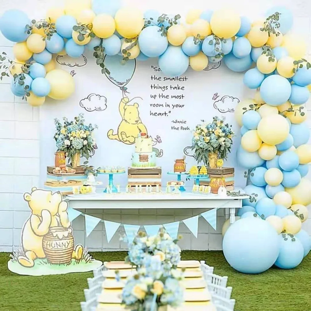 123 pcs/set Macaron Blue Yellow Pastel Balloons Arch Set Baby Shower Birthday Wedding Party Balloon Background Decor Supplies