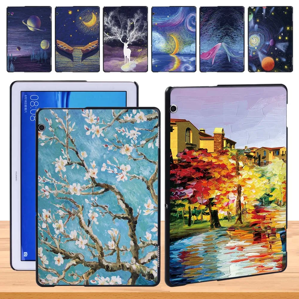 

For Huawei MediaPad T5 10 10.1 Inch Paint Series Hard Case Tablet Protective Back Shell + Free Stylus