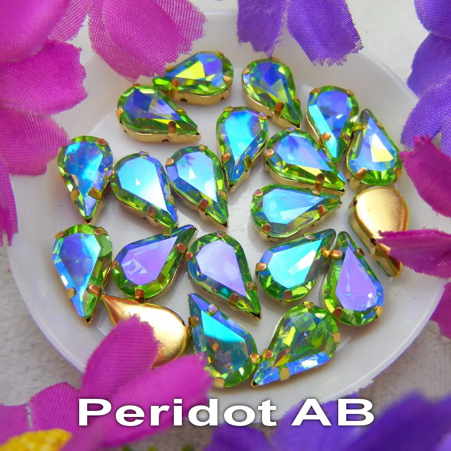 AB Colors Gold Claw Settings 3*6mm 6*10mm 8*13mm Wassertropfen Birnenform Glaskristall Aufnähbare Strassperlen Zubehör DIY – Detail 9