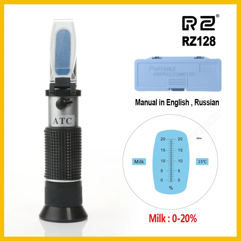 RZ 0-20% Milk Brix Tester Meter ATC Measurement Accuracy Milk Refractometer Handheld Tool RZ128